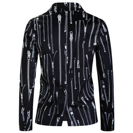 Men’s Trendy Zip Blazer #X326 - Blazers | Black / M