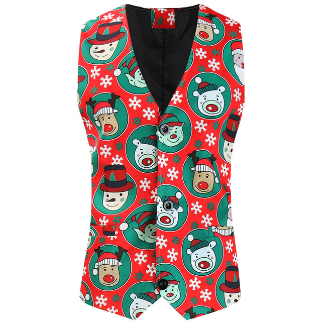 Men's Christmas Printed Vest #MJ638 - Vests | Multicolour / M