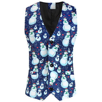 Men's Christmas Snowman Vest #MJ645 - Vests | Multicolour / M