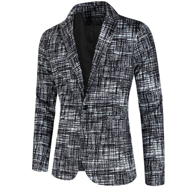 Men's Textured Grid Print Blazer #X314