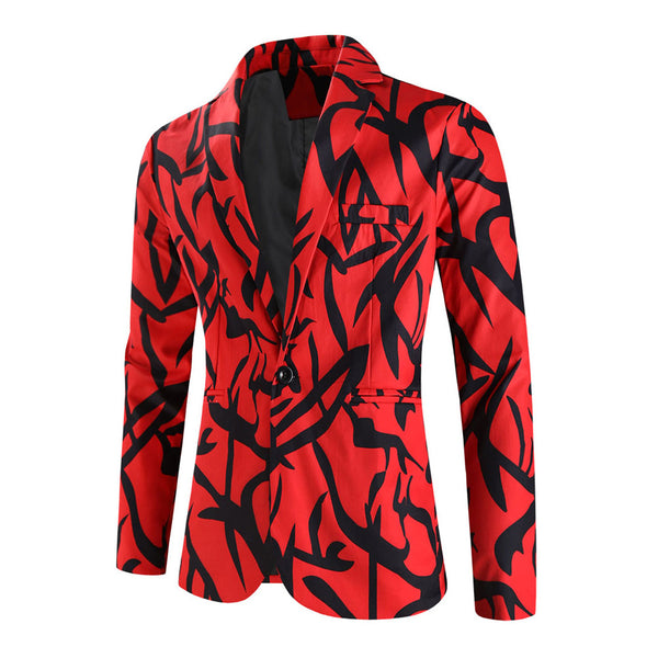 Men’s Red Print Blazer #X1214