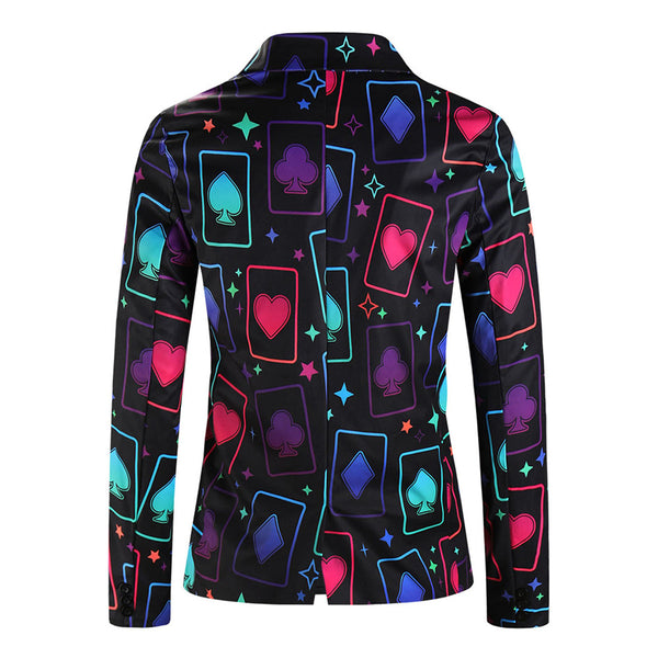 Men's Vibrant Poker Print Blazer #X1207