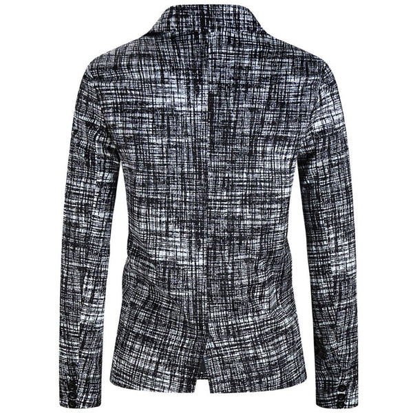 Men's Textured Grid Print Blazer #X314