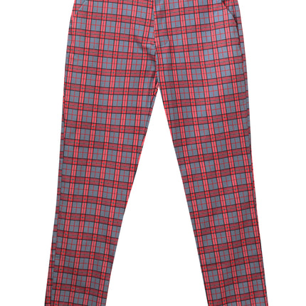 Men's Elegant Plaid Pants #XK6031 - Pants | Burgundy / S