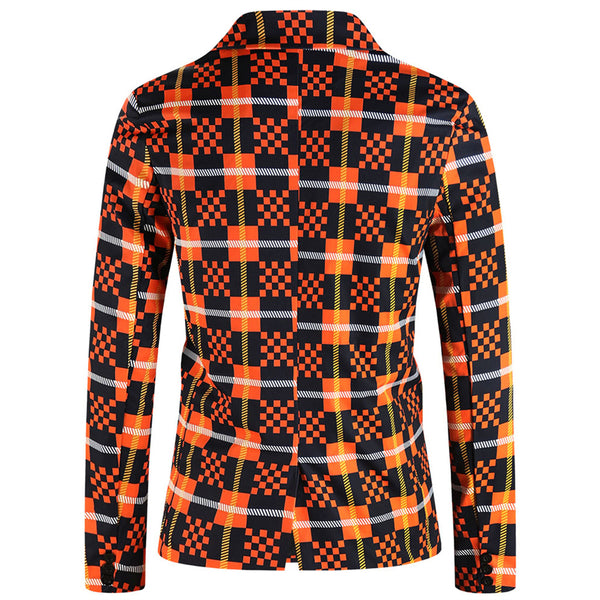 Men's Vivid Plaid Print Blazer #X6101