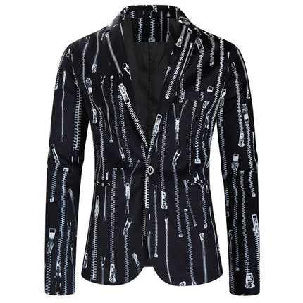 Men’s Trendy Zip Blazer #X326 - Blazers | Black / M