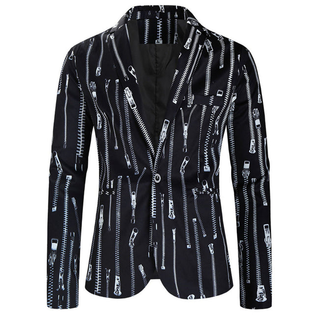 Men’s Trendy Zip Blazer #X326 - Blazers | Black / M