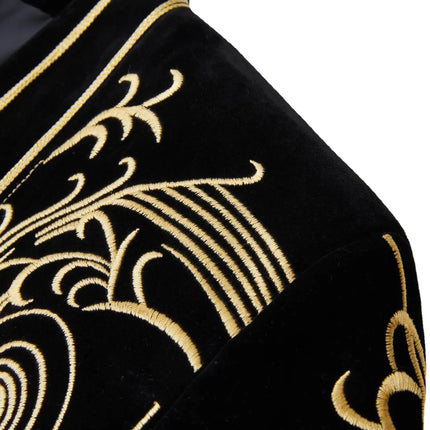 Men's Gold Embroidery Tuxedo #S8031 - Blazers | Golden / S