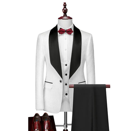 Men's 3 Piece Wedding Suit #K8149 - Suits | White / XS