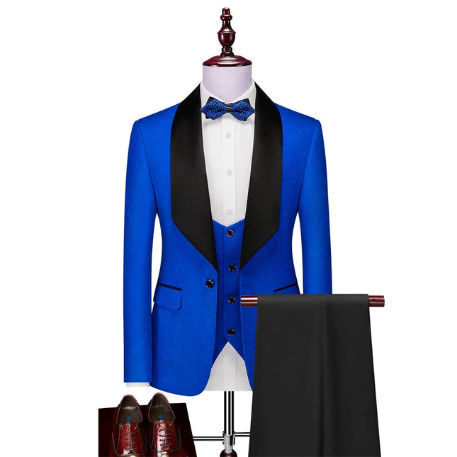 Men's 3 Piece Wedding Suit #K8149 - Suits | Blue / XS