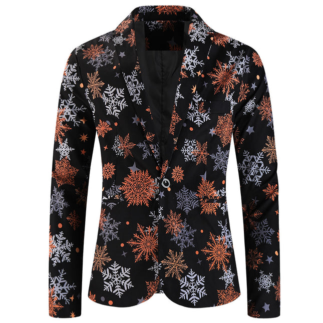 Men's Christmas Print Blazer #X659 - Blazers | Multicolour / M