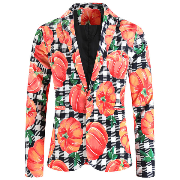 Men's Pumpkin Print Blazer #X126