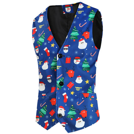 Men's Christmas Printed Vest #MJ639 - Vests | Multicolour / M