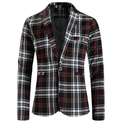 Men's Plaid Blazer #X6110 - Blazers | Black / M