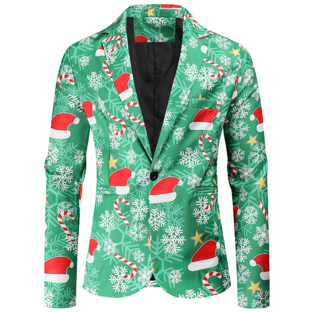 Men's Christmas Print Blazer #X53 - Blazers | Multicolour / M