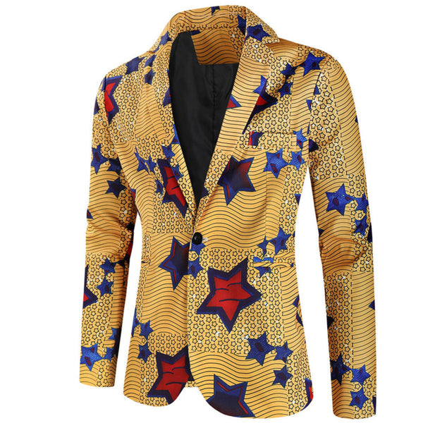 Men's Star Print Blazer #X321