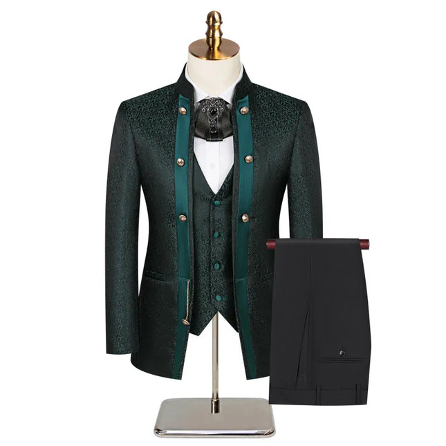 Men's 3 Piece Noble Knight Suit #S8583 - Suits | Green / XS