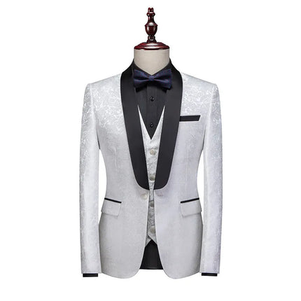 Men's 3 Piece Wedding Suit #K8138 - Suits | Silver / XS