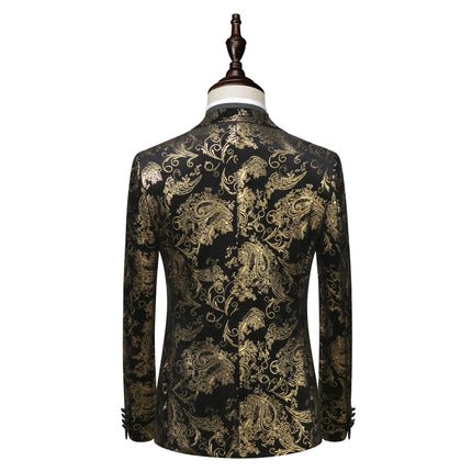 Men's Gold Foil-Embossed Three Piece Suit  #S8134