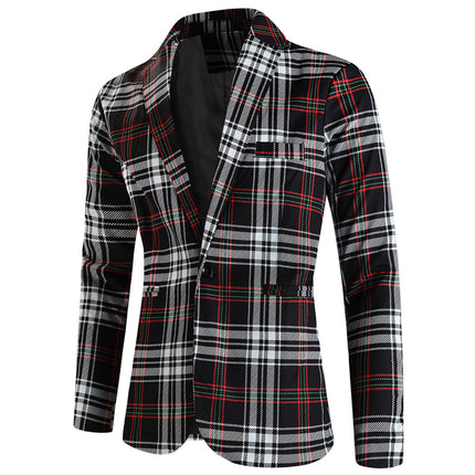 Men's Plaid Blazer #X6110 - Blazers | Black / M