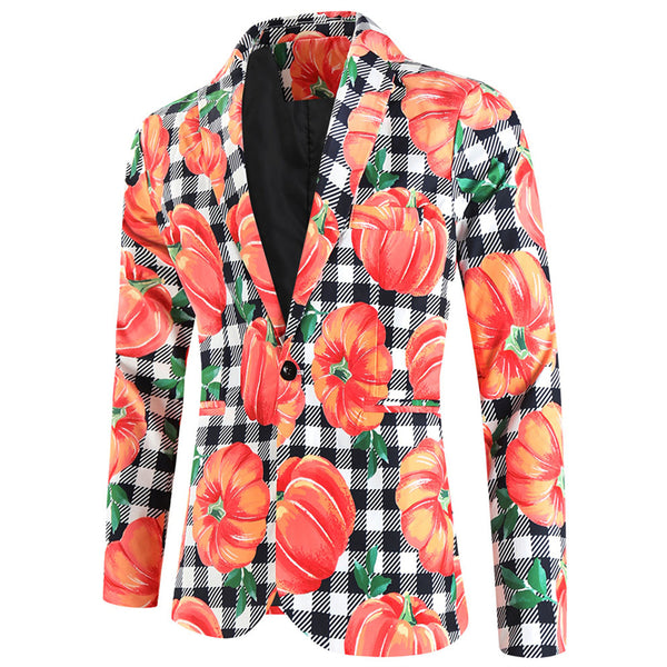Men's Pumpkin Print Blazer #X126