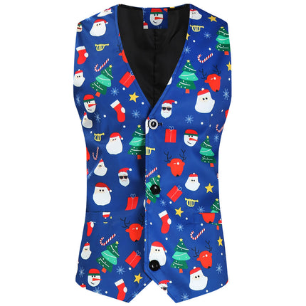 Men's Christmas Printed Vest #MJ639 - Vests | Multicolour / M