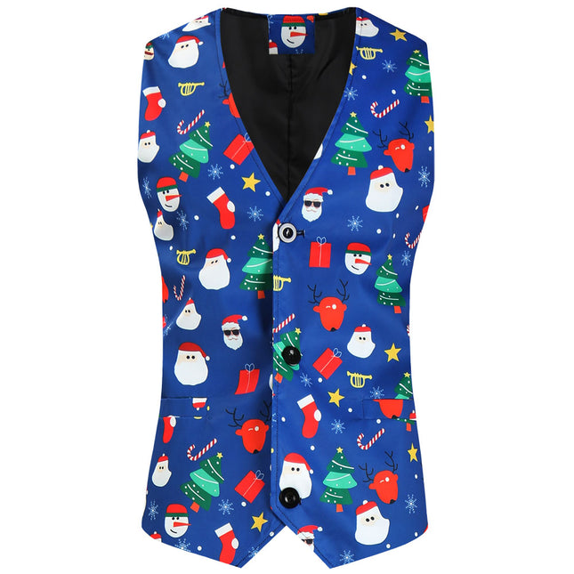 Men's Christmas Printed Vest #MJ639 - Vests | Multicolour / M