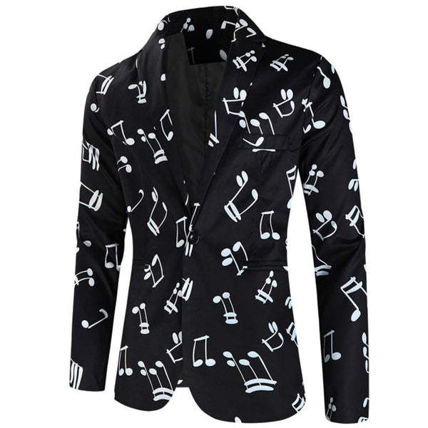 Men’s Music Print Blazer #X198