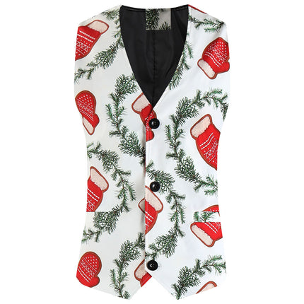 Men's Christmas Gloves Vest #MJ651 - Vests | Multicolour / M