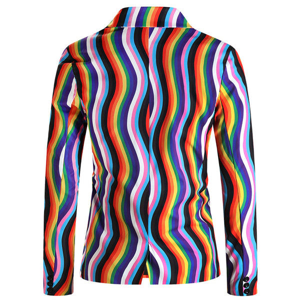 Men's Color Striped Print Blazer #X1904