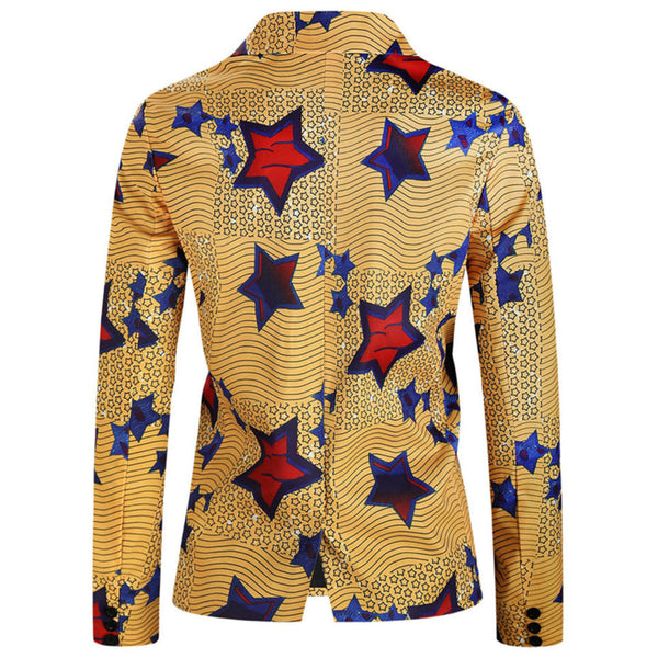 Men's Star Print Blazer #X321