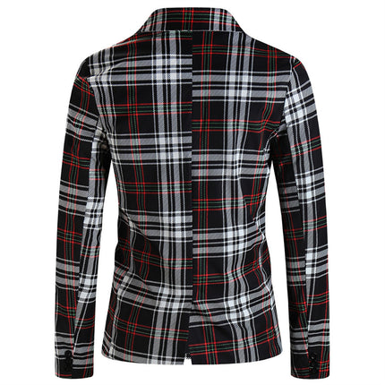 Men's Plaid Blazer #X6110 - Blazers | Black / M