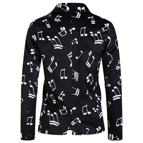 Men’s Music Print Blazer #X198