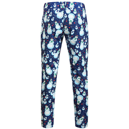 Men's Christmas Snowman Print Pants #XK645 - Pants | Blue / M