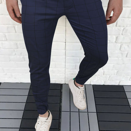 Men's Elegant Plaid Pants #XK6001 - Pants | White / S