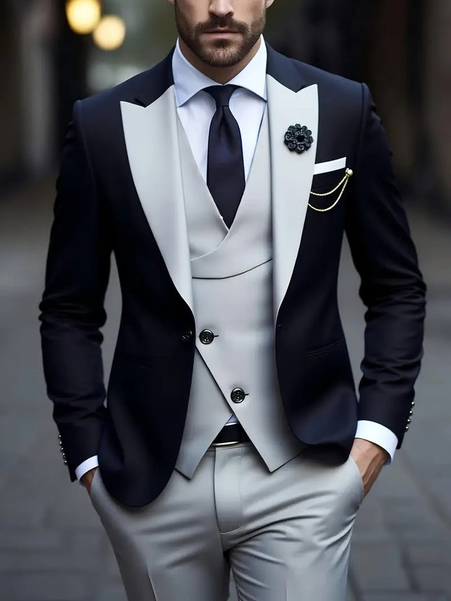 Men's 3-Piece Two-Button Suit #25729046 - Suits | Light Gray / 2XS
