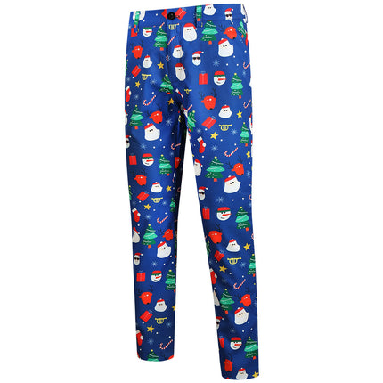 Men's Christmas Printed Vest Suit #2TZMK639 - Suits | Blue / M