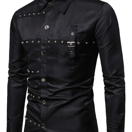 Men's Gothic Rivet Shirt #25625015 - | Burgundy / M