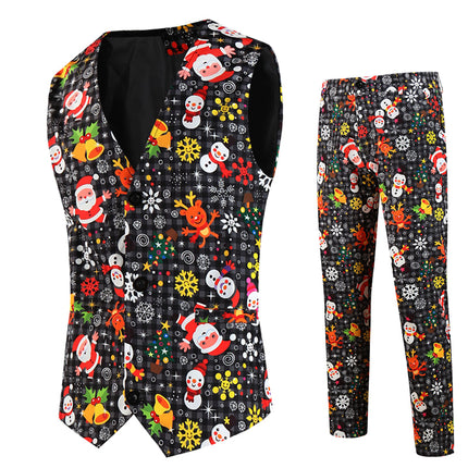 Men's Christmas Printed Vest Suit #2TZMK660 - Suits | Multicolour / M