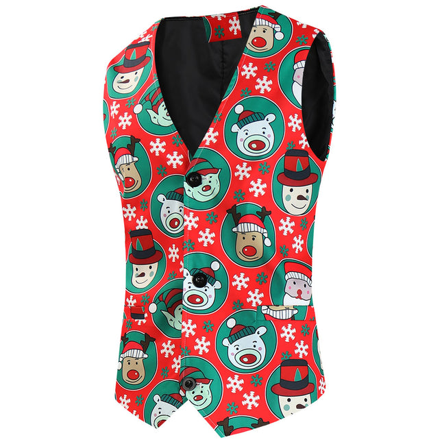 Men's Christmas Printed Vest Suit #2TZMK638 - Suits | Multicolour / M