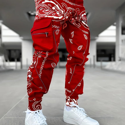 Men's Paisley Pattern Pants #25060708 - Pants | Red / S