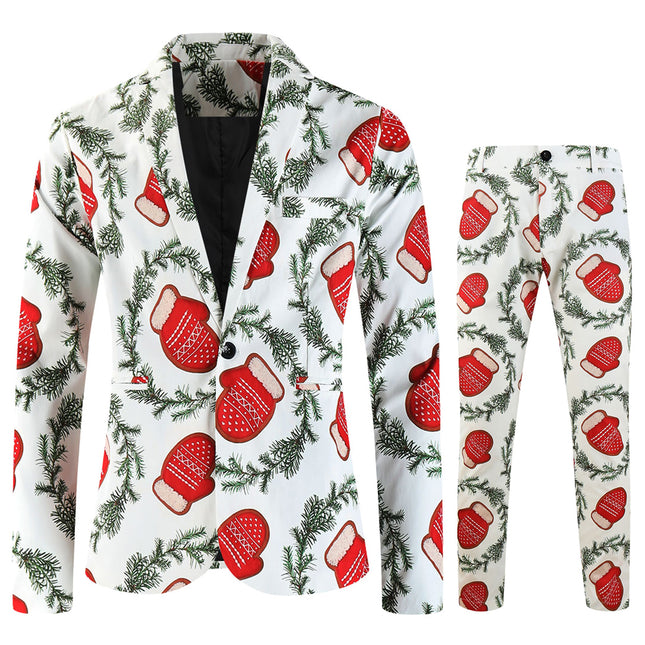 Men's Christmas Gloves Print Suit #2TZ651 - Suits | Multicolour / M