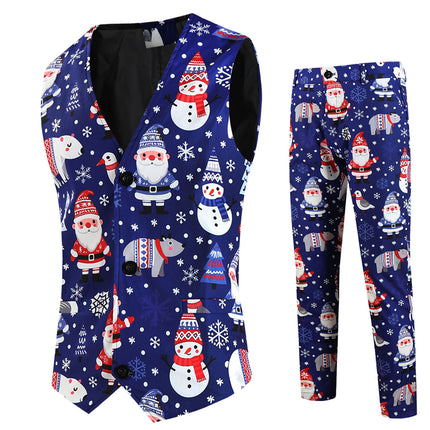 Men's Christmas Printed Vest Suit #2TZMK657 - Suits | Multicolour / M