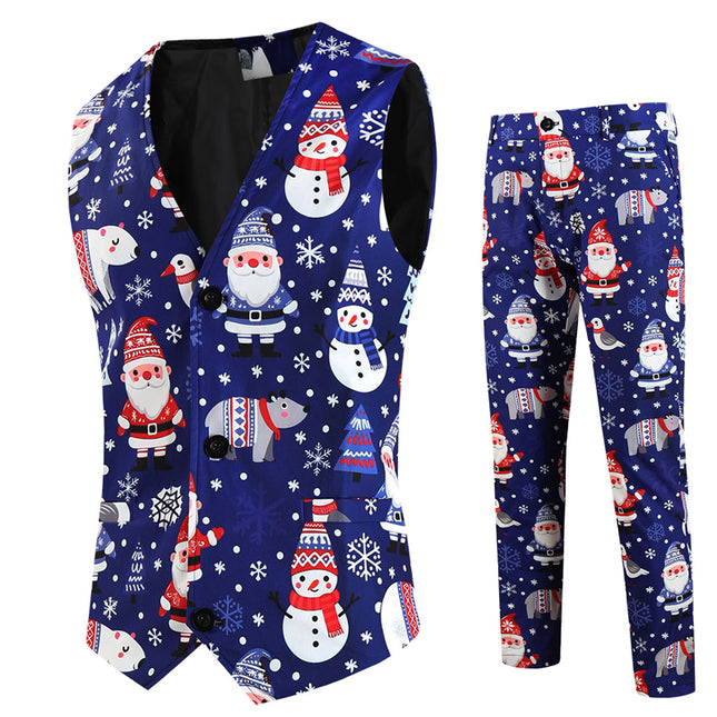 Men's Christmas Printed Vest Suit #2TZMK657 - Suits | Multicolour / M