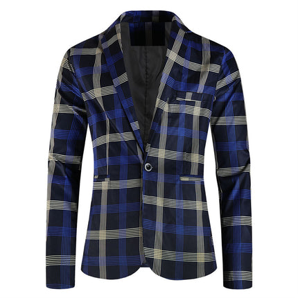 Men's Classic Plaid Suit #2TZ6021 - Suits | Blue Plaid / M