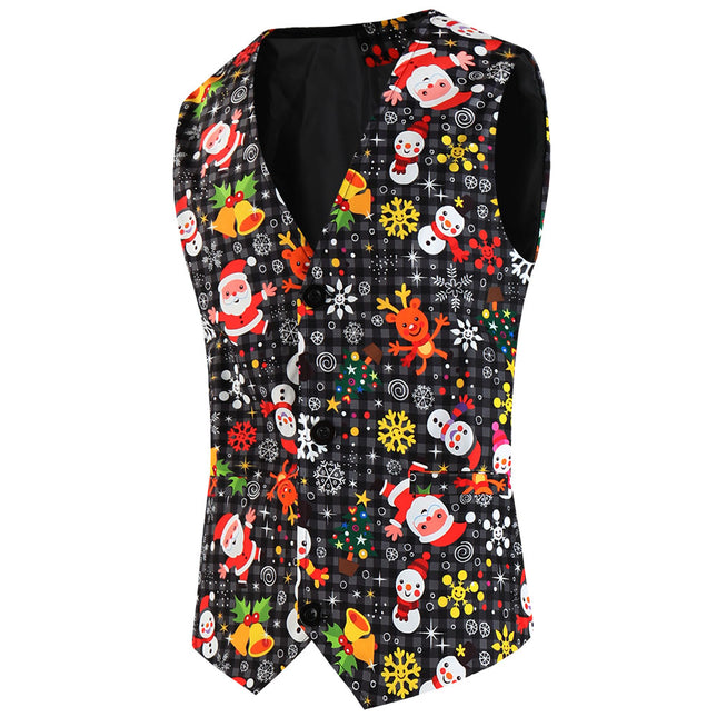Men's Christmas Printed Vest Suit #2TZMK660 - Suits | Multicolour / M
