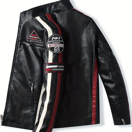 Men's Biker Jacket #25061244 - | Red / 2XS