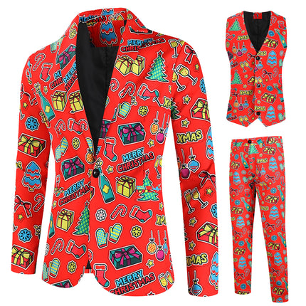 Men's Christmas Three-Piece Suit #3TZMK636 - Suits | Multicolour / M