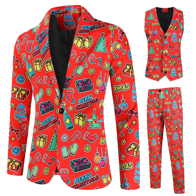 Men's Christmas Three-Piece Suit #3TZMK636 - Suits | Multicolour / M