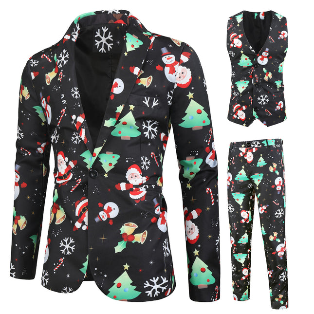 Men's Printed Three Piece Suit #3TZMK24 - Suits | Multicolour / M
